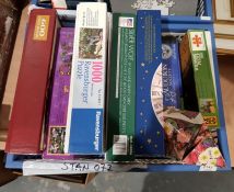 Collection of games and puzzles including Trivial Pursuits, Spirograph, Yahtzee, Airfix soldiers and