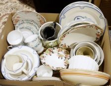 Poole pottery vase with painted bamboo decoration and further chinaware (1 box)