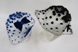 Assorted vintage hats from 1940's and 50's to include a green straw and velvet head piece