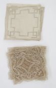 Various table linens to include a large crochet table cloth, lace mats, embroidered linen mats and