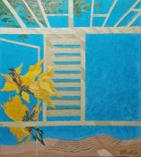 R Martinez Oil on canvas 'Avellino', signed lower right, framed and glazed, bears Vaccarino