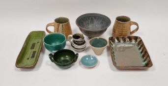 Collection of studio pottery to include an Eric & Meira Stockl studio pottery bowl, wax resist