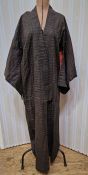 A gentleman's Japanese cotton kimono, brown with a figured design