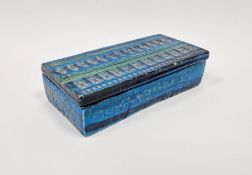 Aldo Londi (1911-2003) for Bitossi, Rimini Blue rectangular lidded trinket box, marks to base, 5.5cm