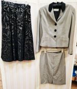 'Joseph pour la ville' skirtsuit in grey with black collar and black buttons, the skirt has back