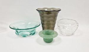 Whitefriars lobed bowl designed by William Wilson, pattern no 9335 in pale green colourway, diameter