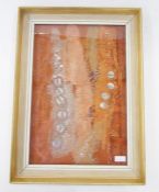 Susan James (20th Century), embroidered applique textile of abstract design, with sequins, linen,