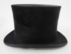 G A Dunn & Co top hat, labelled 300/634, initialled WHB, in original card hat box and another top
