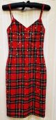 Dolce et Gabbana tartan slip dress, embellished with brass coloured studs, spaghetti straps, size