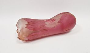 Ian Robson glass sculpture in the form of a log, cased and sandblasted, in crimson colourway, length
