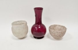 Two Margaret Alston pate de verre glass vases and a Hailware red glass vase (3)