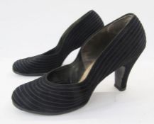 A pair ladies 1930s/40s black velvet high-heeled court shoes and pair of mid 20th century gold and