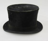 Two vintage panamas, a vintage straw hat, two rather worn top hats one marked Locke & Co, the