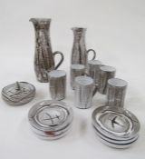 Mask Pottery (St Ives) part coffee-service, impressed marks, glazed in mottled white-grey with