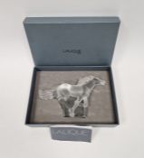 Lalique 1996 Kazak Horse in clear satin-finished crystal, etched 'Lalique France', with original