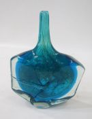 Mdina glass axehead vase, blue swirl decorated, attributed to Michael Harris, 23.5cm high x 18cm