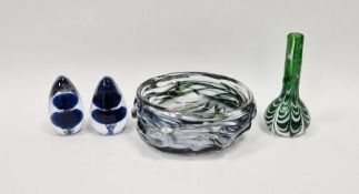 Two Wedgwood glass 'Saturn' paperweights designed by Ronald Stennett-Wilson with dual blue core,