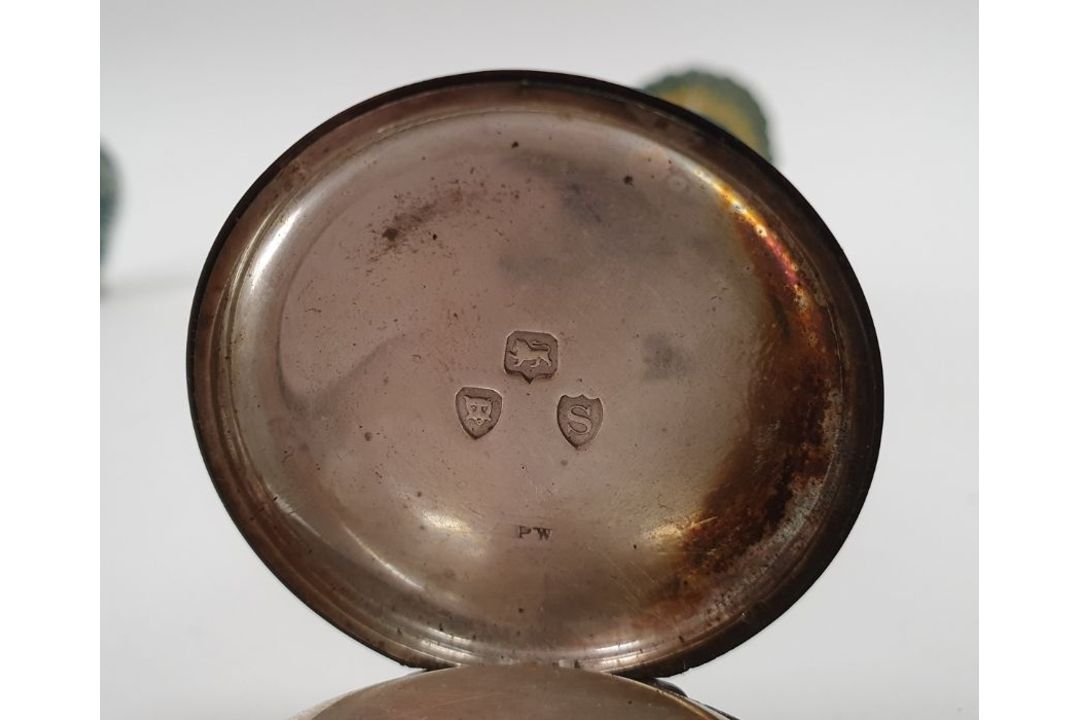 Silver pocket watch with subsidiary seconds dial, key winding, an enamelled small hairbrush, a - Image 3 of 7
