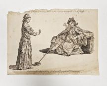 18th century school Copper engraving 'A Young Lady of Aleppo smoking Tobacco, and her servant