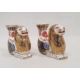 Pair of Royal Crown Derby bone china imari pattern mythical beast candlesticks, each modelled as a - Image 1 of 4