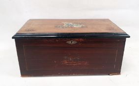 Victorian cylinder musical box in stained, inlaid and ebonised case decorated with flowers and
