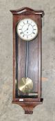 20th century Vienna regulator style wall clock with single train movement, white dial (some crazing)