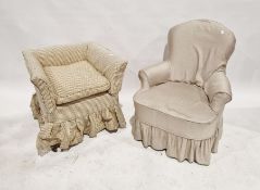 20th century upholstered nursing chair, 84cm high and another armchair (2)