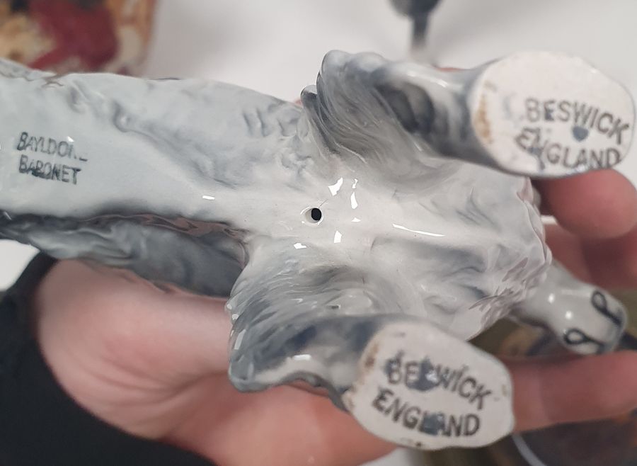 Collection of studio pottery and other items including a Beswick pottery grey setter marked Bayldons - Image 8 of 9