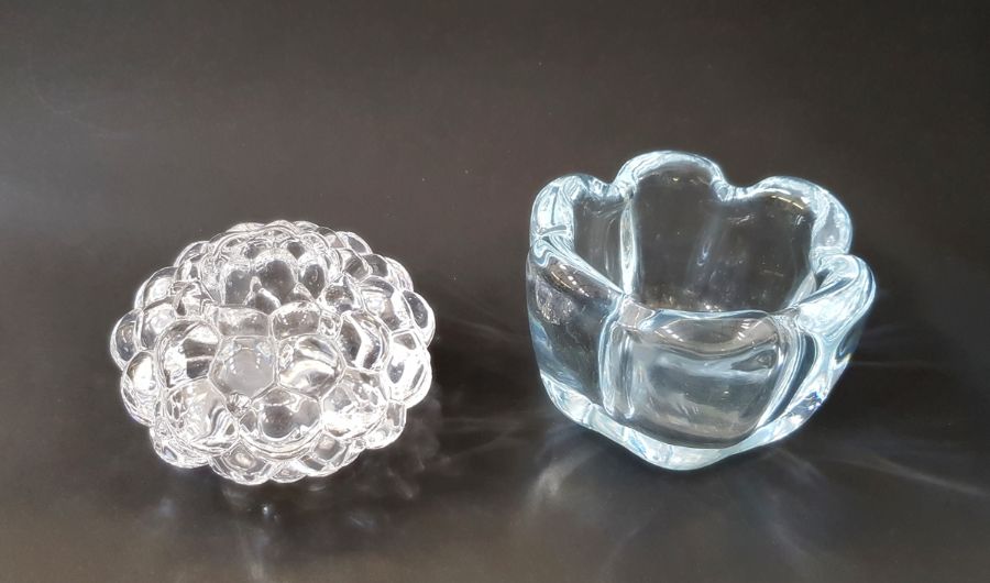 LOT WITHDRAWN Orrefors 'Raspberry' votive holder, etched marks, 7.5cm high and an Orrefors glass - Image 2 of 3