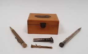 Yard-O-Led gold-plated propelling pencil, a gold-coloured metal toothpick, another propelling