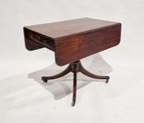 Georgian mahogany drop-leaf pembroke table, on turned support with four outswept legs, on brass