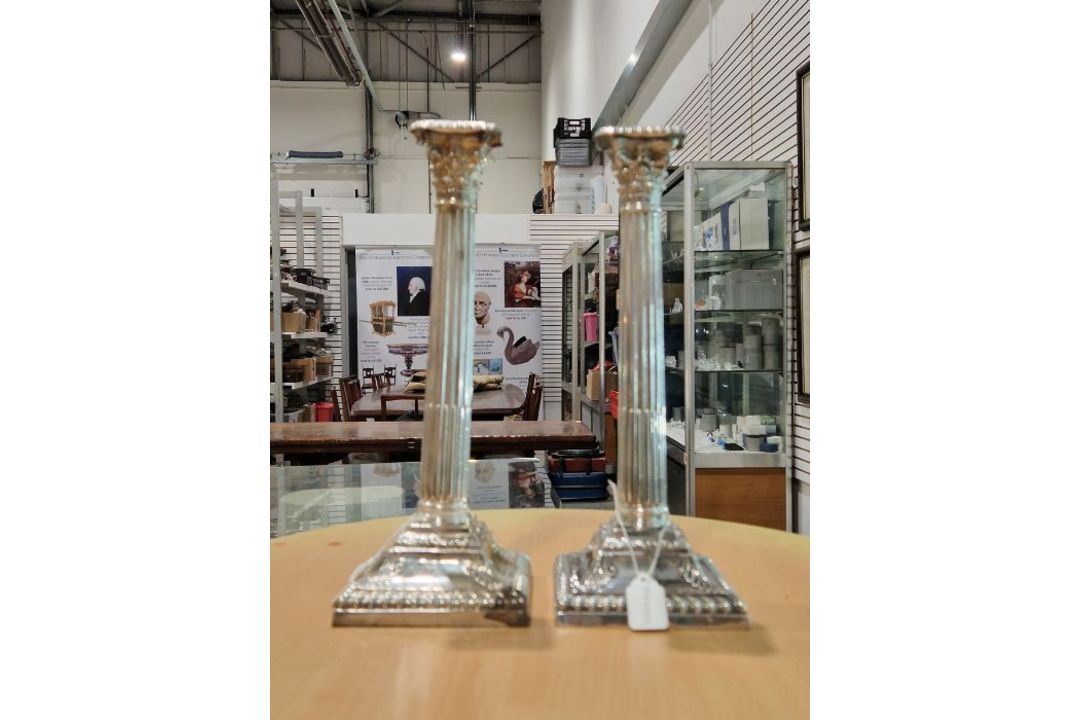 Victorian set of four large silver candlesticks, of Corinthian column form, on square bases, - Image 31 of 31