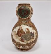 Japanese Meiji period (1868-1912) gourd-shaped Satsuma vase, decorated with quatrefoil panels of