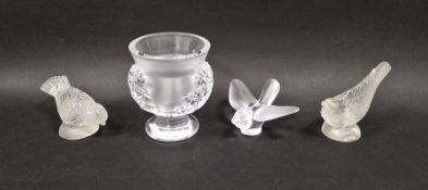 Lalique 'Saint Cloud' vase, signed to base, height 11.5cm together with three Lalique-style