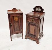 Victorian mahogany pot cupboard with bevelled edge kidney-shaped mirrored panel to top section,