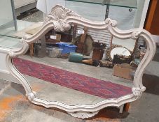 20th century white painted wall mirror, 90cm x 70cm