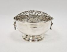 Modern silver rose bowl, with two lion's paw handles, hallmarked Birmingham 1982 by Broadway & Co,