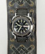 Prestige 17 jewel automatic diver's style wristwatch, the black dial with baton hour markers, Arabic