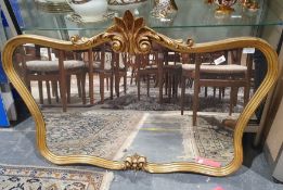 20th century gilt-framed wall mirror, 100cm x 66cm