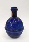 19th century blue glass star fire fighting grenade, unopened, 17cm high