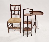 Late 19th/early 20th century mahogany folding three-tier cake stand, 91cm high, an oak dining