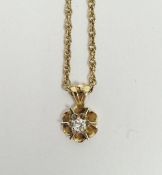 9ct gold multiple twist fine chain link necklace and the flowerhead pendant set single small