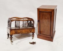 Victorian burr walnut three-section canterbury with pierced and carved sides and single long