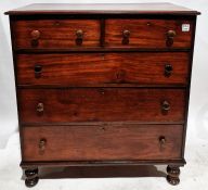 Late 19th/early 20th century mahogany veneer chest of drawers comprising two short and three long