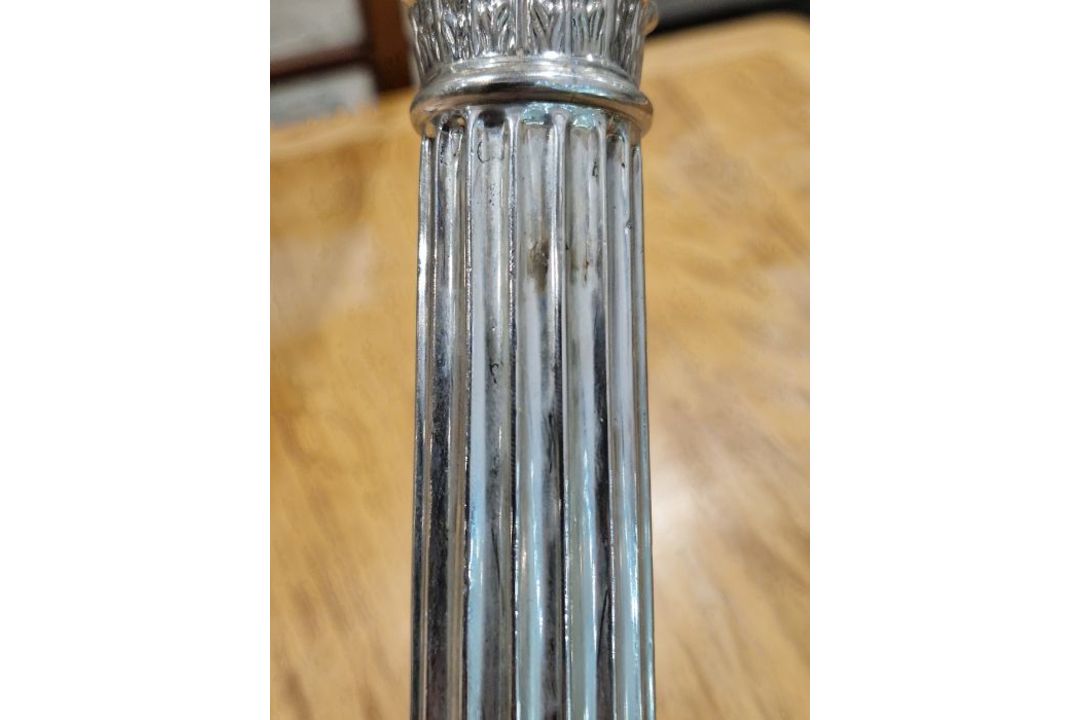 Victorian set of four large silver candlesticks, of Corinthian column form, on square bases, - Image 17 of 31