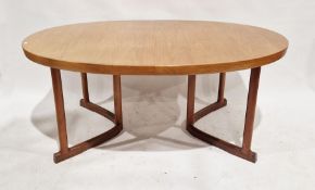 Mid century Danish teak and afromosia extending dining table, possibly by Samcom, with two leaves,