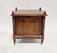 Unusual Victorian walnut two-door canterbury/music cabinet with fall-front door opening to reveal