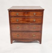 Small Victorian mahogany chest of drawers having four long drawers of graduating form, each with two