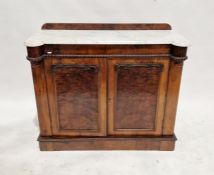Victorian mahogany marble-topped chiffonier, having a two-door cupboard opening to reveal a single