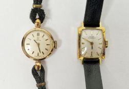 Mid-century lady's Omega wristwatch, housed in an 18ct gold case, the circular dial with baton